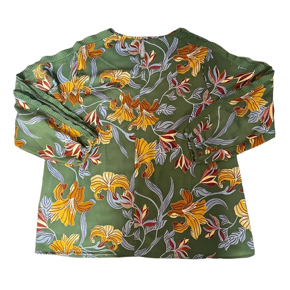 🛍️ Fever Green Floral Print Lace Sleeve Blouse Womens Size 1X - Picture 9 of 9